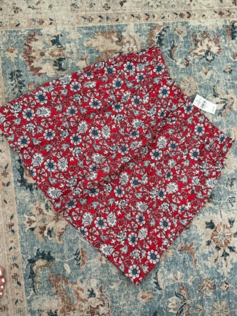 (2 for $25) LOFT Red Floral Boho Print Skirt with Pockets -Small - NWT